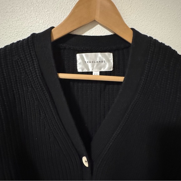 Tradlands The Shelter Cotton Cardigan Black Chunky Ribbed Knit Button Crop-XXS - Picture 4 of 10